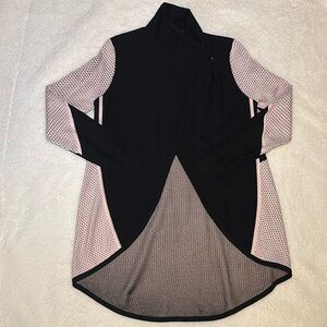 St. John Mesh Trim Cutaway Cardigan Black & Light Pink Small